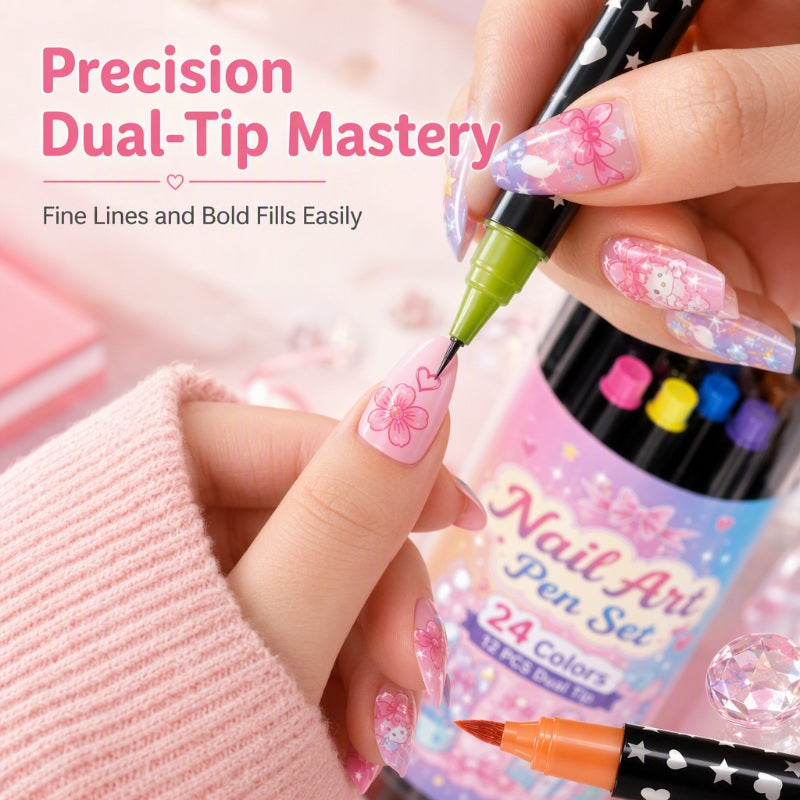 📢📢40% OFF !! ⏰24 Colors Dual Ended Nail Art Pens Set