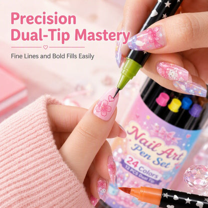 📢📢40% OFF !! ⏰24 Colors Dual Ended Nail Art Pens Set