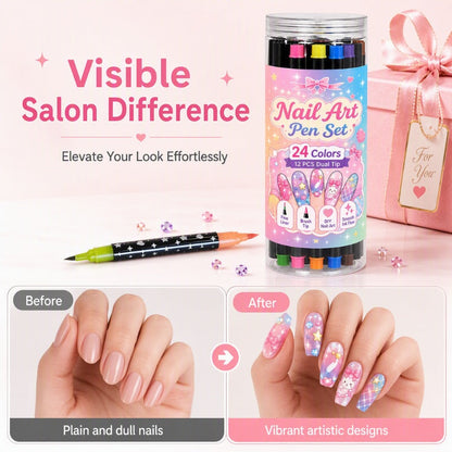 📢📢40% OFF !! ⏰24 Colors Dual Ended Nail Art Pens Set