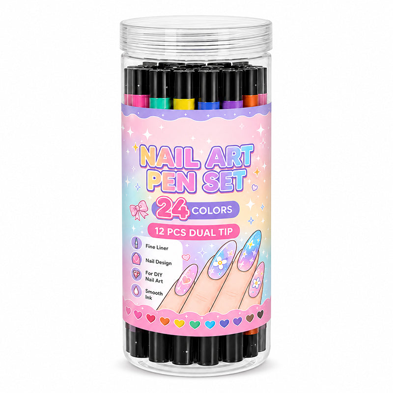 📢📢40% OFF !! ⏰24 Colors Dual Ended Nail Art Pens Set