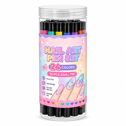 📢📢40% OFF !! ⏰24 Colors Dual Ended Nail Art Pens Set