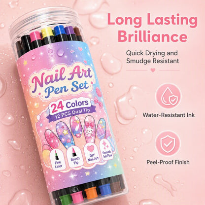 📢📢40% OFF !! ⏰24 Colors Dual Ended Nail Art Pens Set