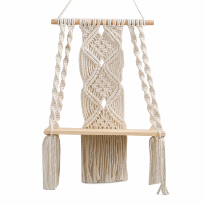 🌿📚 Boho Woven Hanging Shelf – Floating Wall Display for Books, Plants & Cozy Home Decor