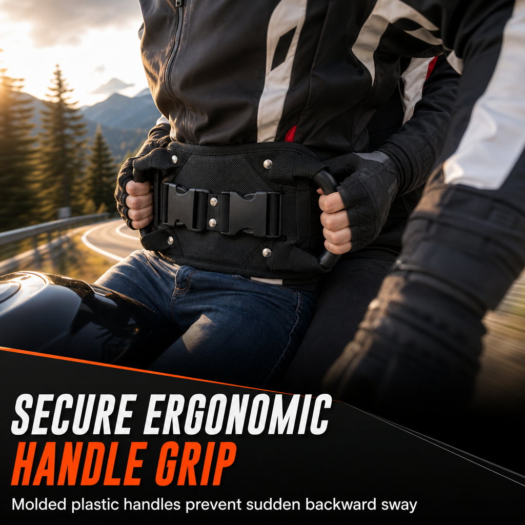 🏍️✋ Adjustable Passenger Grip Belt – Reinforced Rear Handle Strap for Motorcycle & Powersports Riding