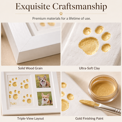 🐾 Baby & Pet Footprint Keepsake Frame Kit – Triple-Window Wooden Frame, Non-Toxic Soft Clay & Modern Minimalist Design – Capture Lifelong Memories in One Frame 👶