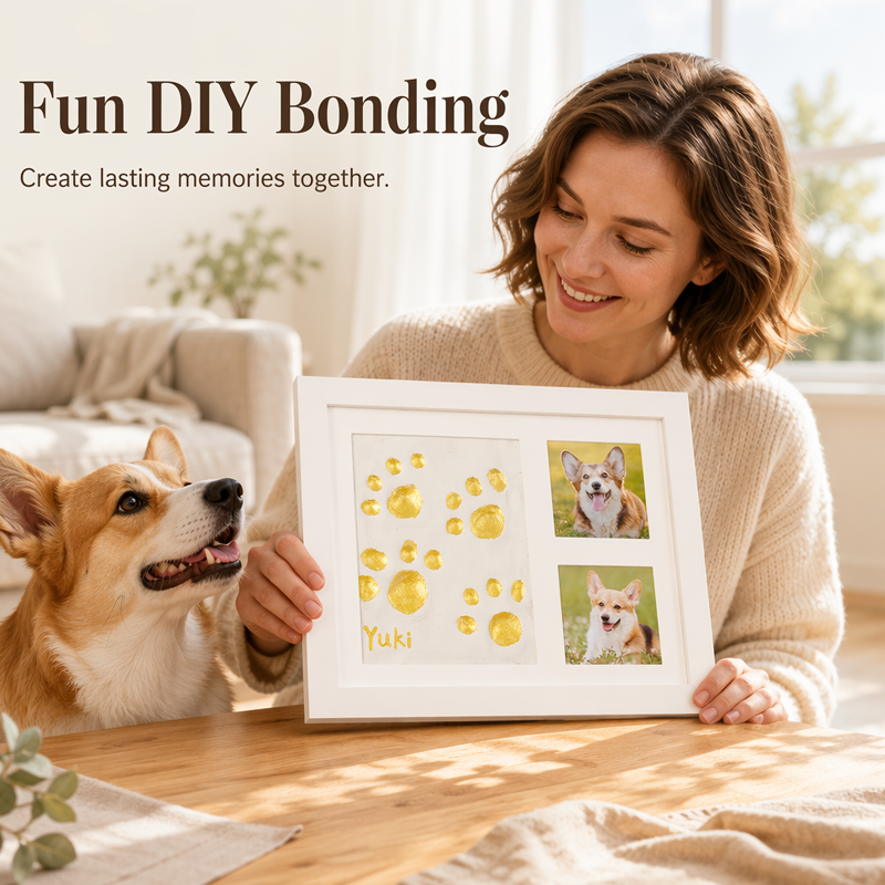 🐾 Baby & Pet Footprint Keepsake Frame Kit – Triple-Window Wooden Frame, Non-Toxic Soft Clay & Modern Minimalist Design – Capture Lifelong Memories in One Frame 👶