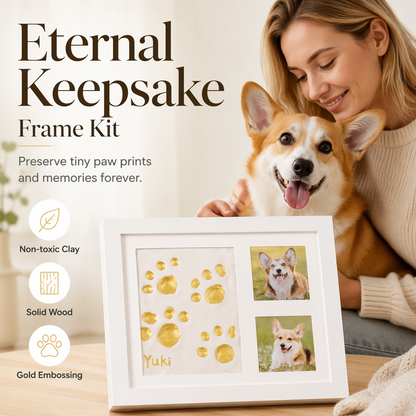 🐾 Baby & Pet Footprint Keepsake Frame Kit – Triple-Window Wooden Frame, Non-Toxic Soft Clay & Modern Minimalist Design – Capture Lifelong Memories in One Frame 👶