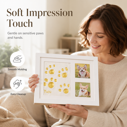 🐾 Baby & Pet Footprint Keepsake Frame Kit – Triple-Window Wooden Frame, Non-Toxic Soft Clay & Modern Minimalist Design – Capture Lifelong Memories in One Frame 👶