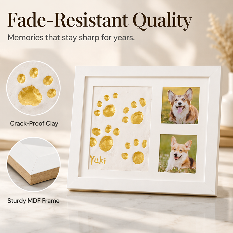 🐾 Baby & Pet Footprint Keepsake Frame Kit – Triple-Window Wooden Frame, Non-Toxic Soft Clay & Modern Minimalist Design – Capture Lifelong Memories in One Frame 👶