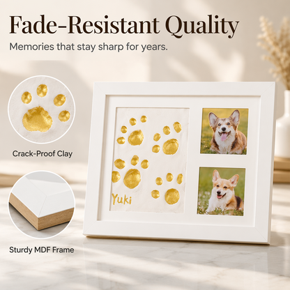 🐾 Baby & Pet Footprint Keepsake Frame Kit – Triple-Window Wooden Frame, Non-Toxic Soft Clay & Modern Minimalist Design – Capture Lifelong Memories in One Frame 👶