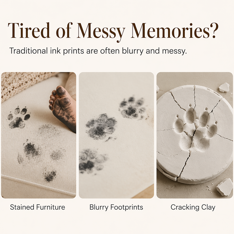 🐾 Baby & Pet Footprint Keepsake Frame Kit – Triple-Window Wooden Frame, Non-Toxic Soft Clay & Modern Minimalist Design – Capture Lifelong Memories in One Frame 👶