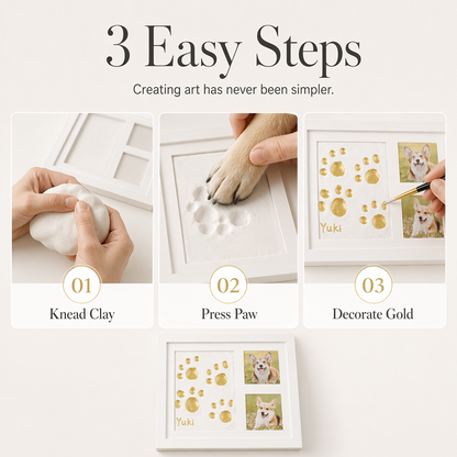 🐾 Baby & Pet Footprint Keepsake Frame Kit – Triple-Window Wooden Frame, Non-Toxic Soft Clay & Modern Minimalist Design – Capture Lifelong Memories in One Frame 👶