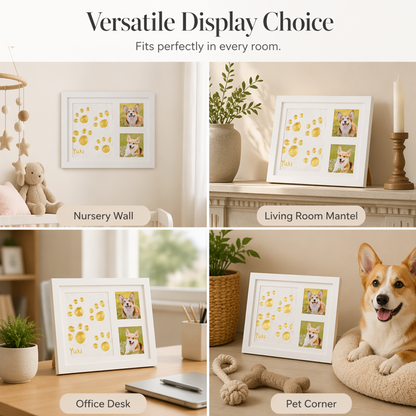 🐾 Baby & Pet Footprint Keepsake Frame Kit – Triple-Window Wooden Frame, Non-Toxic Soft Clay & Modern Minimalist Design – Capture Lifelong Memories in One Frame 👶