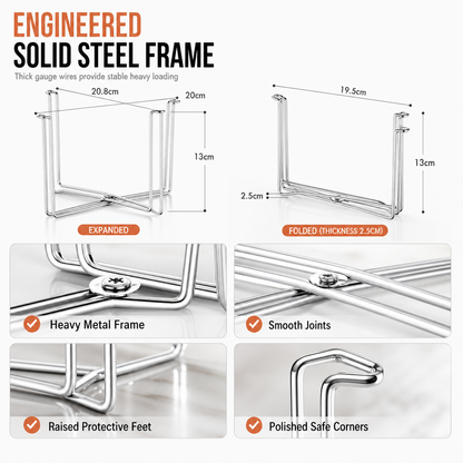 🗑️✨ Foldable Stainless Steel Trash Bag Stand – Space-Saving Holder for Kitchen, Garage & Outdoor Use