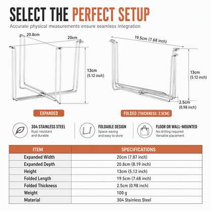 🗑️✨ Foldable Stainless Steel Trash Bag Stand – Space-Saving Holder for Kitchen, Garage & Outdoor Use