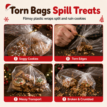🎄🍪 50PCS Christmas Treat Gift Bags – Cute Stand-Up Zipper Pouches for Cookies, Candy & Homemade Goodies