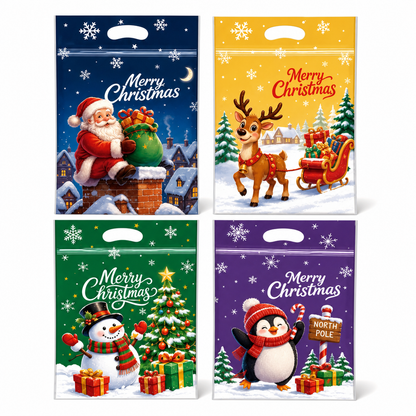🎄🍪 50PCS Christmas Treat Gift Bags – Cute Stand-Up Zipper Pouches for Cookies, Candy & Homemade Goodies