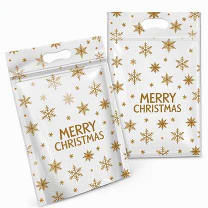🎄🍪 50PCS Christmas Treat Gift Bags – Cute Stand-Up Zipper Pouches for Cookies, Candy & Homemade Goodies
