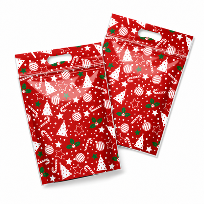 🎄🍪 50PCS Christmas Treat Gift Bags – Cute Stand-Up Zipper Pouches for Cookies, Candy & Homemade Goodies