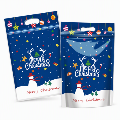 🎄🍪 50PCS Christmas Treat Gift Bags – Cute Stand-Up Zipper Pouches for Cookies, Candy & Homemade Goodies