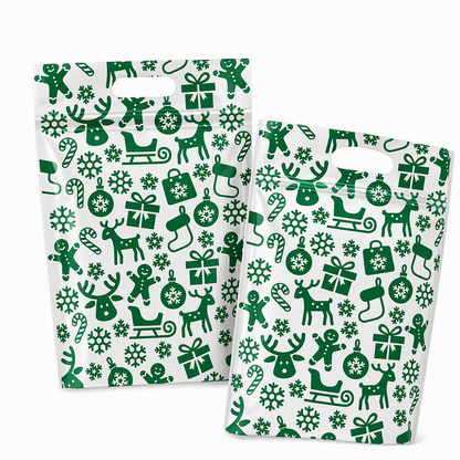 🎄🍪 50PCS Christmas Treat Gift Bags – Cute Stand-Up Zipper Pouches for Cookies, Candy & Homemade Goodies