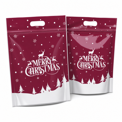 🎄🍪 50PCS Christmas Treat Gift Bags – Cute Stand-Up Zipper Pouches for Cookies, Candy & Homemade Goodies