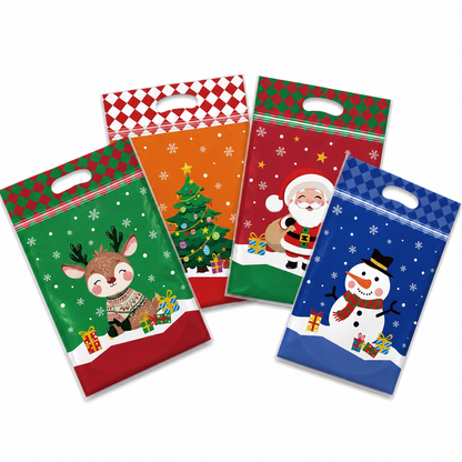 🎄🍪 50PCS Christmas Treat Gift Bags – Cute Stand-Up Zipper Pouches for Cookies, Candy & Homemade Goodies