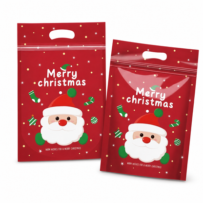 🎄🍪 50PCS Christmas Treat Gift Bags – Cute Stand-Up Zipper Pouches for Cookies, Candy & Homemade Goodies