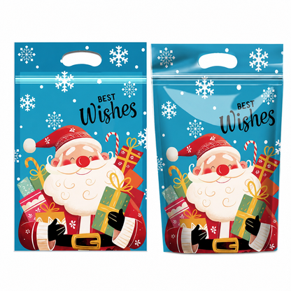 🎄🍪 50PCS Christmas Treat Gift Bags – Cute Stand-Up Zipper Pouches for Cookies, Candy & Homemade Goodies