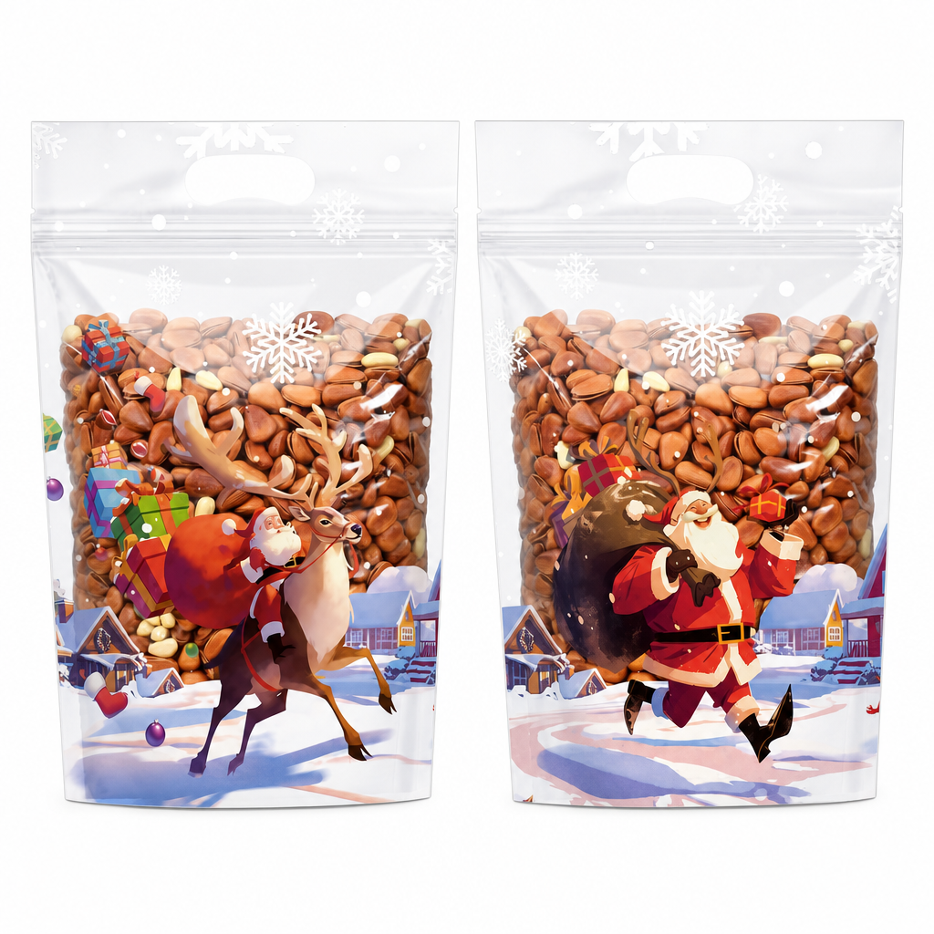 🎄🍪 50PCS Christmas Treat Gift Bags – Cute Stand-Up Zipper Pouches for Cookies, Candy & Homemade Goodies