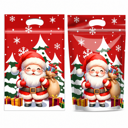 🎄🍪 50PCS Christmas Treat Gift Bags – Cute Stand-Up Zipper Pouches for Cookies, Candy & Homemade Goodies