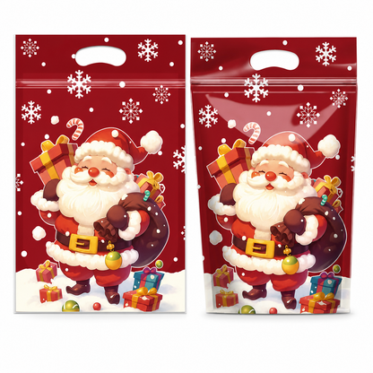 🎄🍪 50PCS Christmas Treat Gift Bags – Cute Stand-Up Zipper Pouches for Cookies, Candy & Homemade Goodies