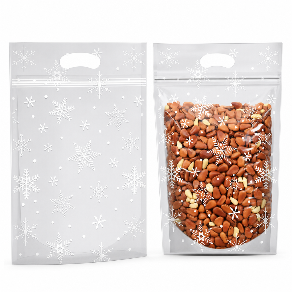 🎄🍪 50PCS Christmas Treat Gift Bags – Cute Stand-Up Zipper Pouches for Cookies, Candy & Homemade Goodies