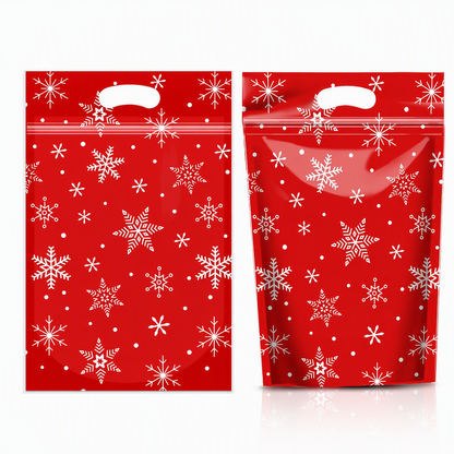 🎄🍪 50PCS Christmas Treat Gift Bags – Cute Stand-Up Zipper Pouches for Cookies, Candy & Homemade Goodies