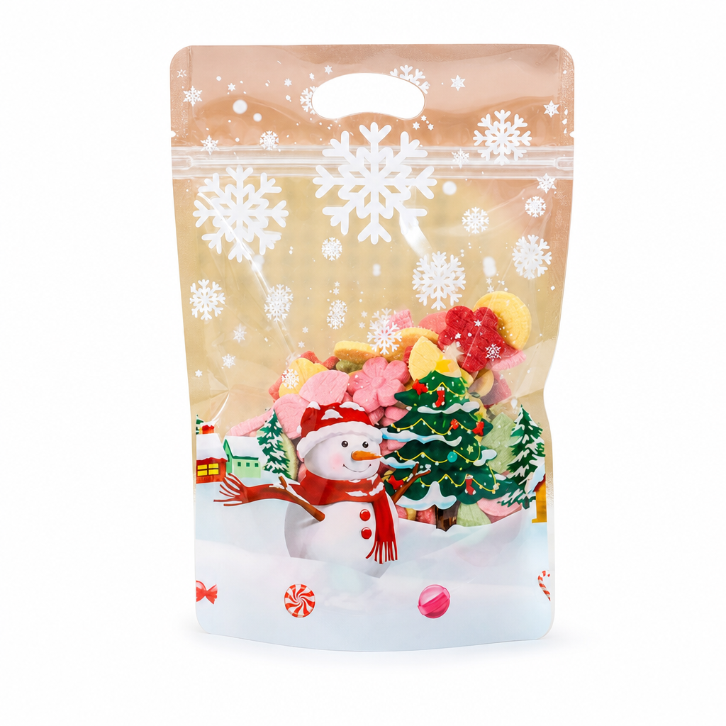🎄🍪 50PCS Christmas Treat Gift Bags – Cute Stand-Up Zipper Pouches for Cookies, Candy & Homemade Goodies