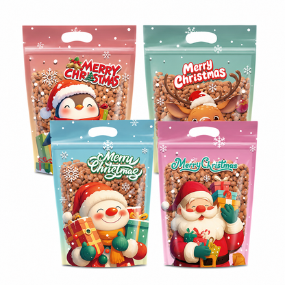 🎄🍪 50PCS Christmas Treat Gift Bags – Cute Stand-Up Zipper Pouches for Cookies, Candy & Homemade Goodies