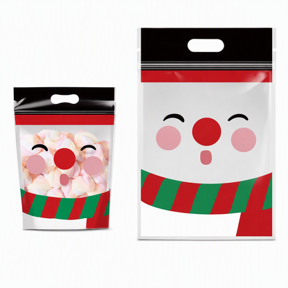 🎄🍪 50PCS Christmas Treat Gift Bags – Cute Stand-Up Zipper Pouches for Cookies, Candy & Homemade Goodies
