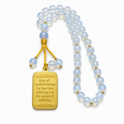 💙✨ Elegant Arabic-Inspired Car Hanging Charm – Stainless Steel Medallion with Blue Glass Bead Chain