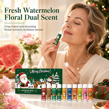 🎄💋 Holiday Lip Care Gift Box – 10 Festive Lip Balms for Stockings, Sharing & Christmas Surprises
