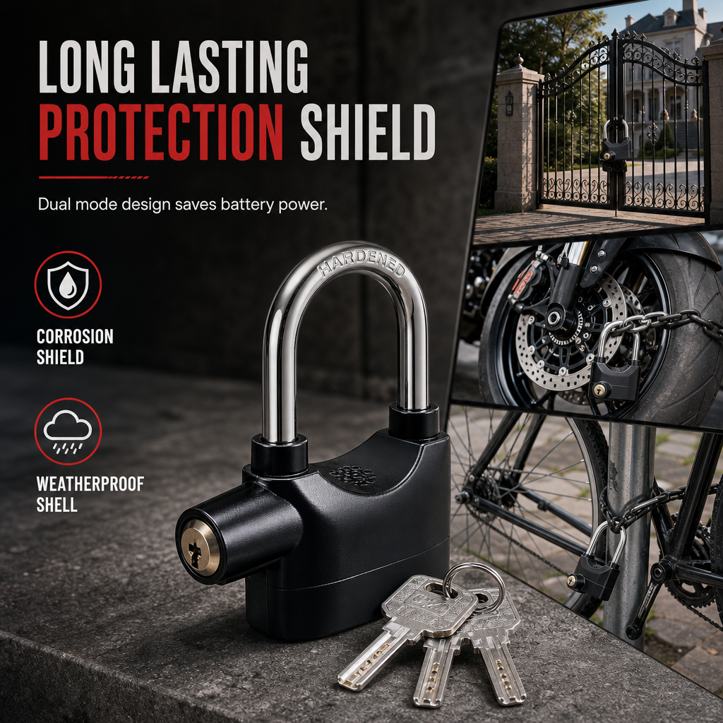 🚨🔒 Heavy-Duty Alarm Security Lock – Aluminum Alloy Anti-Theft Protection for Gates, Bikes & Storage