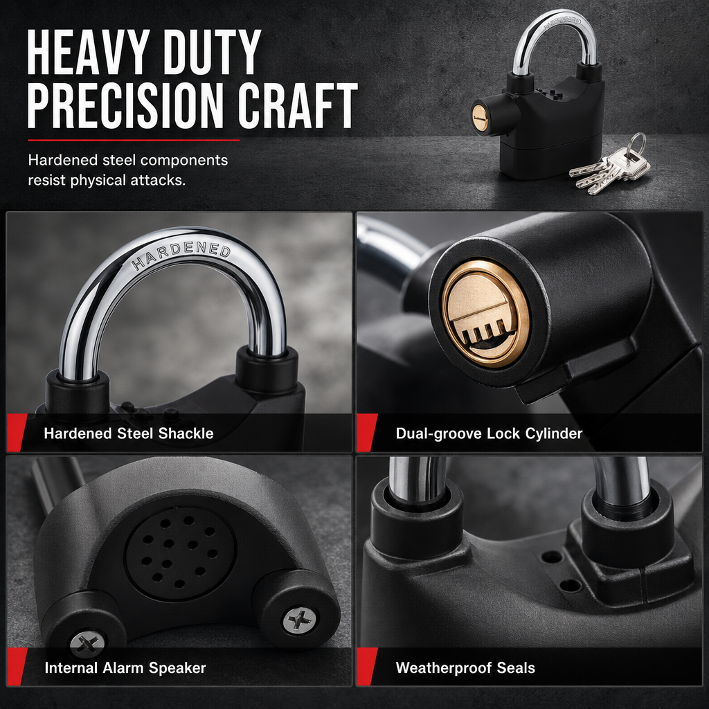 🚨🔒 Heavy-Duty Alarm Security Lock – Aluminum Alloy Anti-Theft Protection for Gates, Bikes & Storage