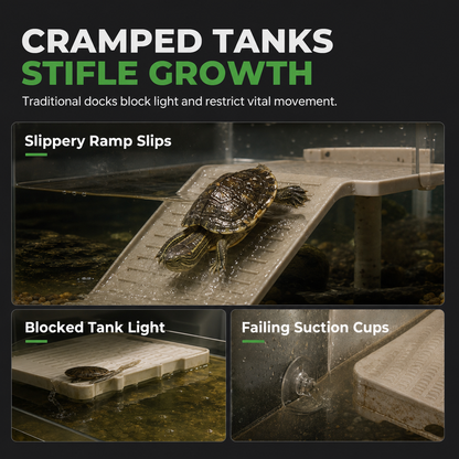 🐢☀️ Elevated Turtle Basking Deck – Adjustable Clear Hanging Platform for High-Water Aquariums