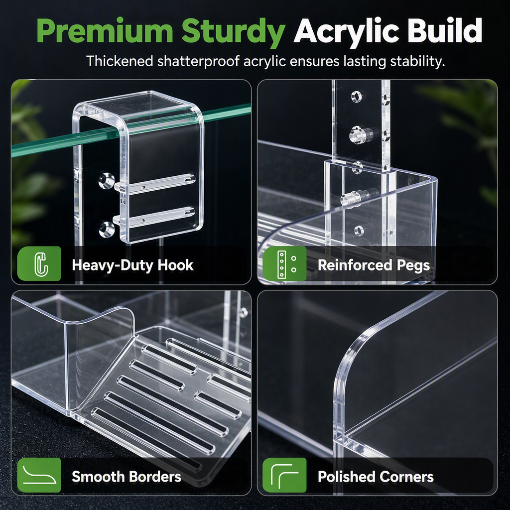 🐢☀️ Elevated Turtle Basking Deck – Adjustable Clear Hanging Platform for High-Water Aquariums