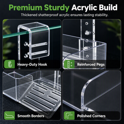 🐢☀️ Elevated Turtle Basking Deck – Adjustable Clear Hanging Platform for High-Water Aquariums