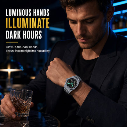 ⌚⚙️ Men’s Hollow-Dial Sport Watch – Mechanical-Inspired Style with Luminous Hands & Date Display