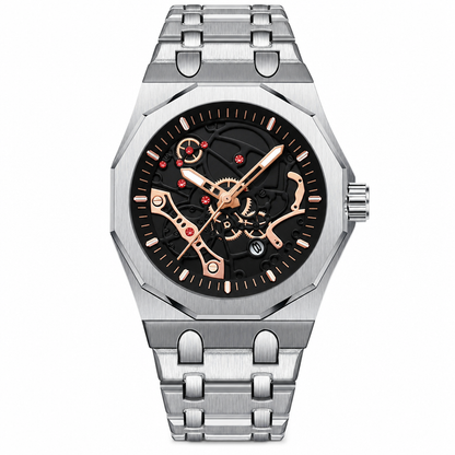 ⌚⚙️ Men’s Hollow-Dial Sport Watch – Mechanical-Inspired Style with Luminous Hands & Date Display