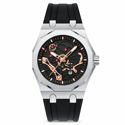 ⌚⚙️ Men’s Hollow-Dial Sport Watch – Mechanical-Inspired Style with Luminous Hands & Date Display