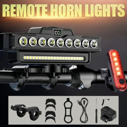🚴💡 30-LED Dual Beam Cycling Light – 7 Modes, Digital Battery Display & USB-C Rechargeable