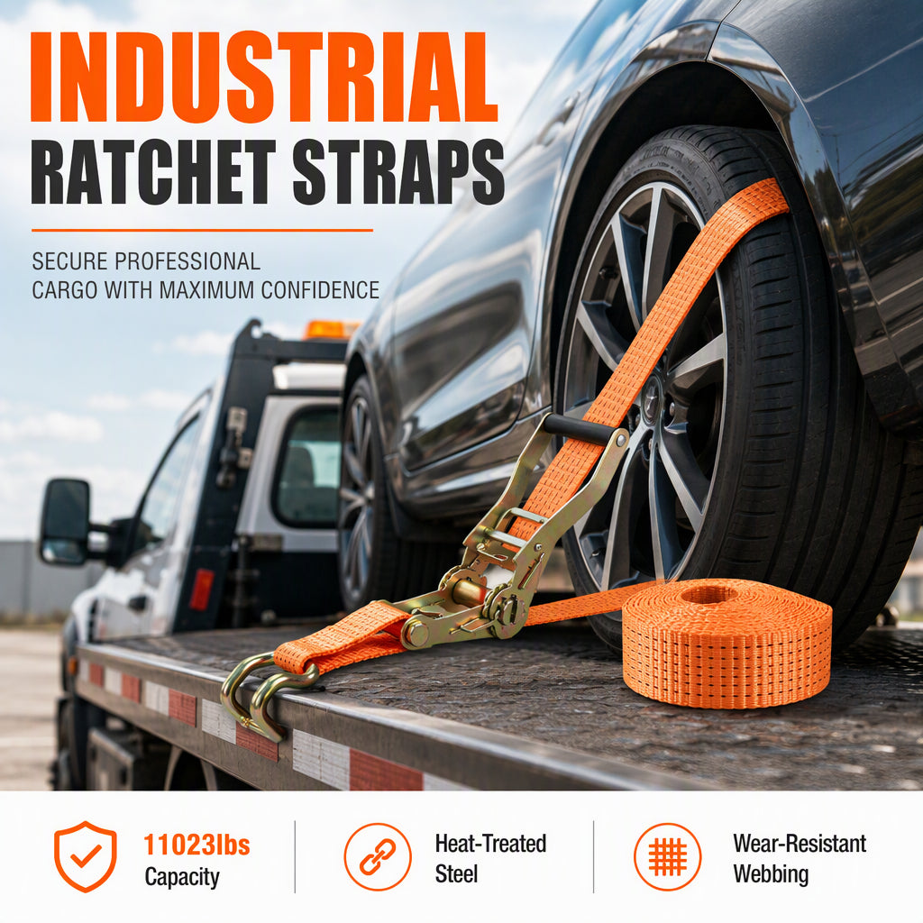 🚚💪 Heavy-Duty Ratchet Cargo Strap – Secure Double-Hook Tie Down for Cars, Trucks & Trailers