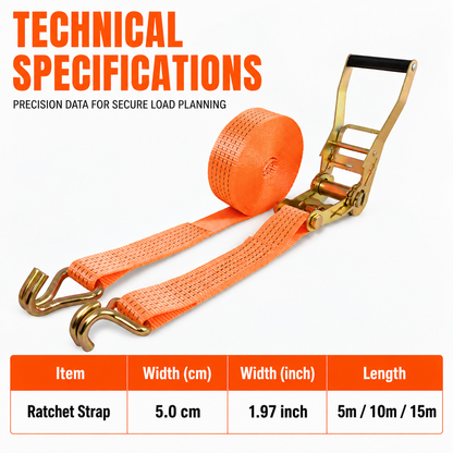 🚚💪 Heavy-Duty Ratchet Cargo Strap – Secure Double-Hook Tie Down for Cars, Trucks & Trailers